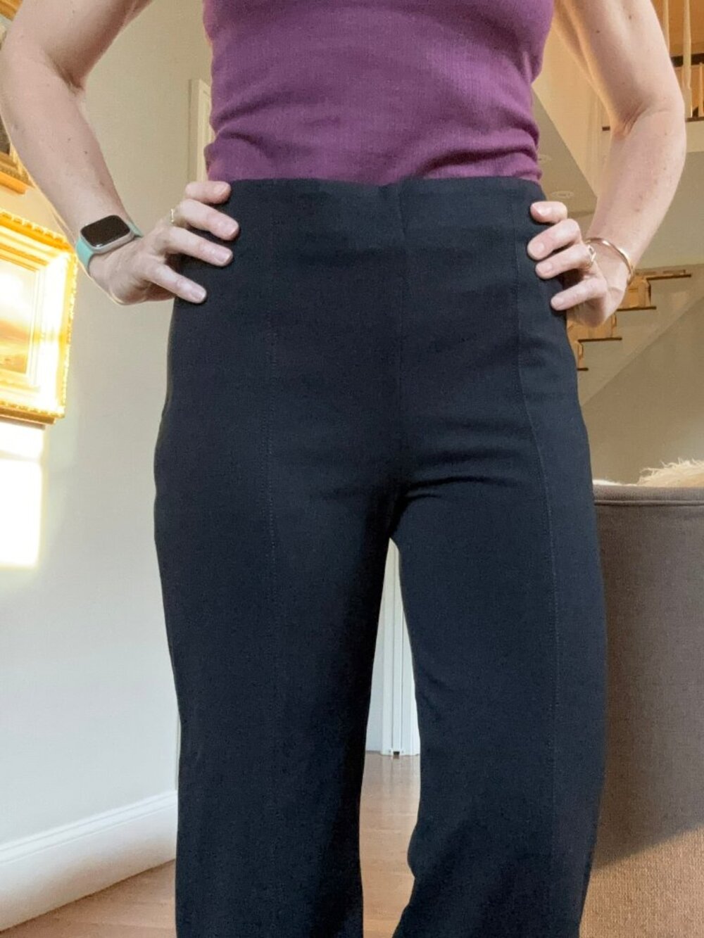 LOFT High Rise Wide Leg Pants Women's Size M Black Ponte Knit Pull On Flare